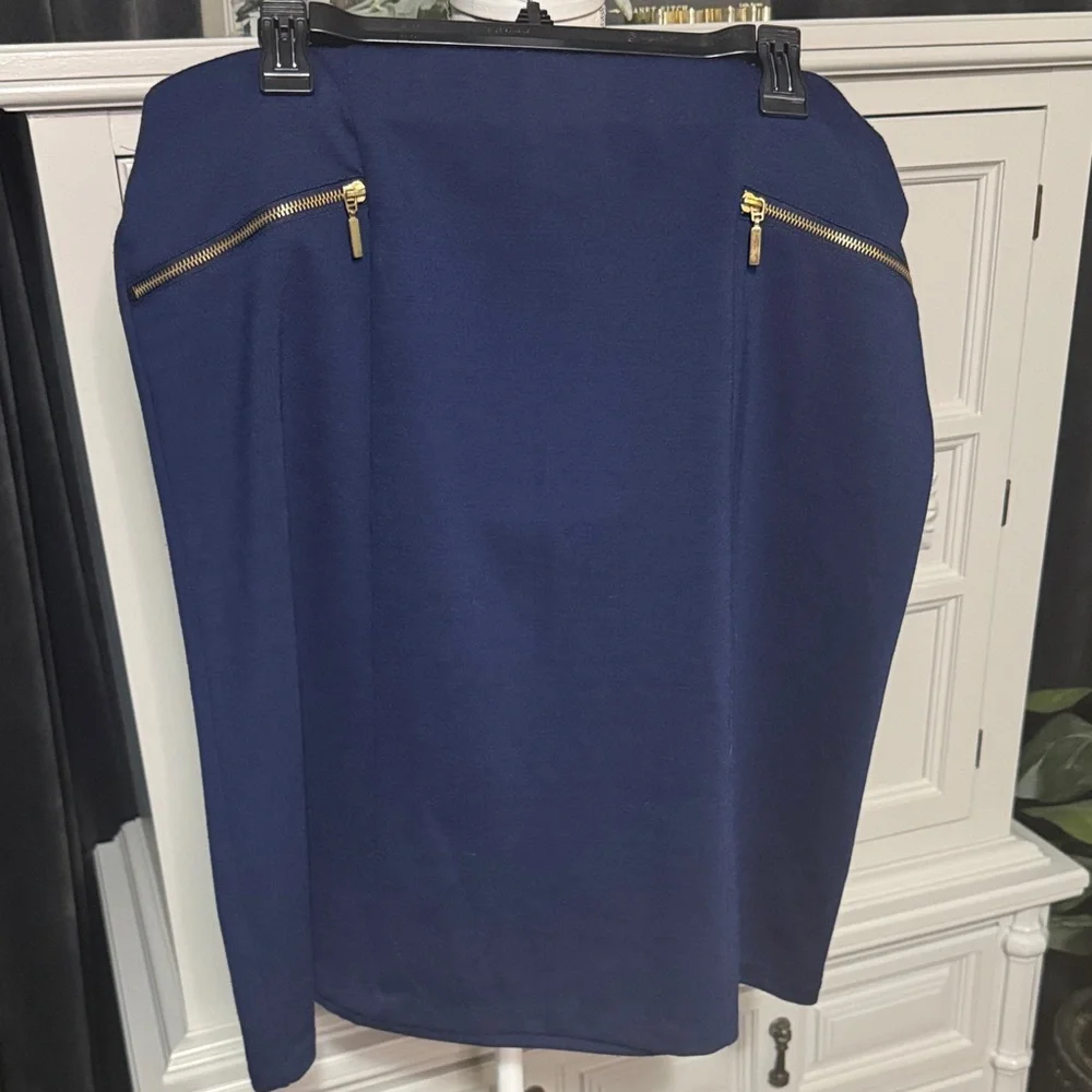 Navy Blue Skirt with Gold Accents by George Size 1X/ 16W - Picture 1 of 9